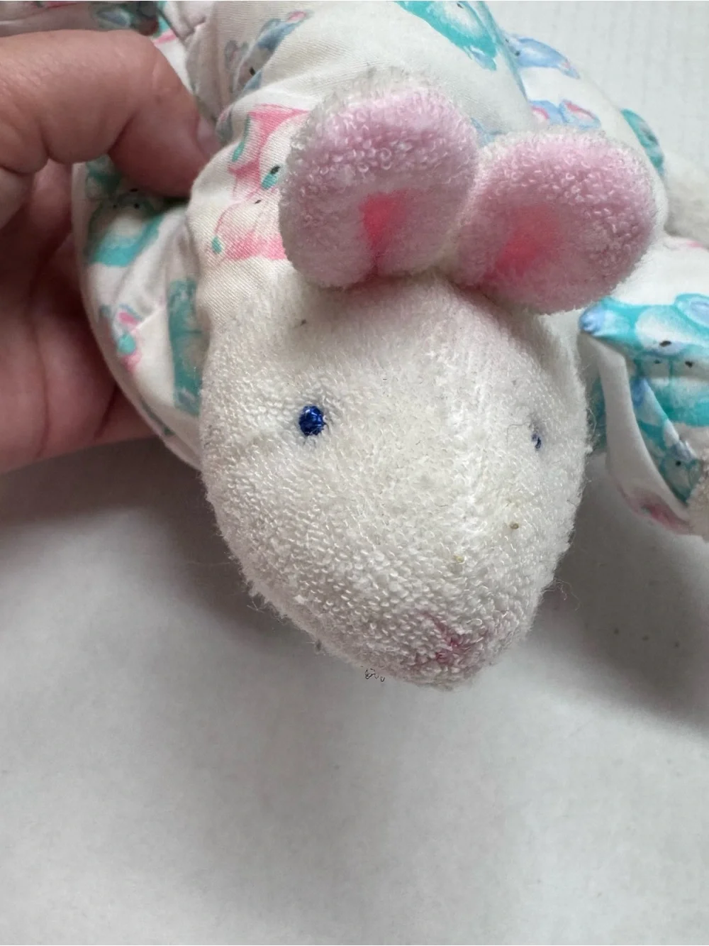 Carters Teddy Bear Rattle Plush White Bunny Slippers Terry Cloth Baby Toy